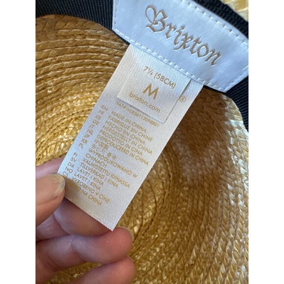 BRIXTON Joanna Wheat Straw  Hat Black Ribbon Size Medium main image 6